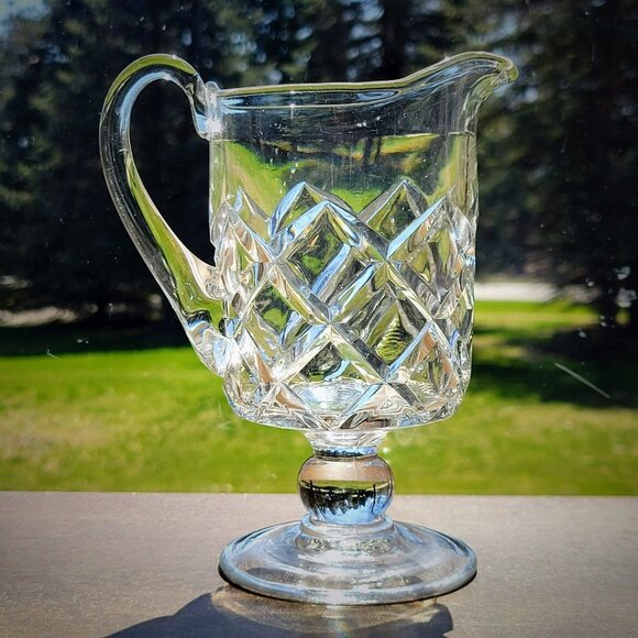 Antique EAPG Glass Creamer Challinor Taylor & Co, Beveled Diagonal c.1890 USA - Picture 1 of 12